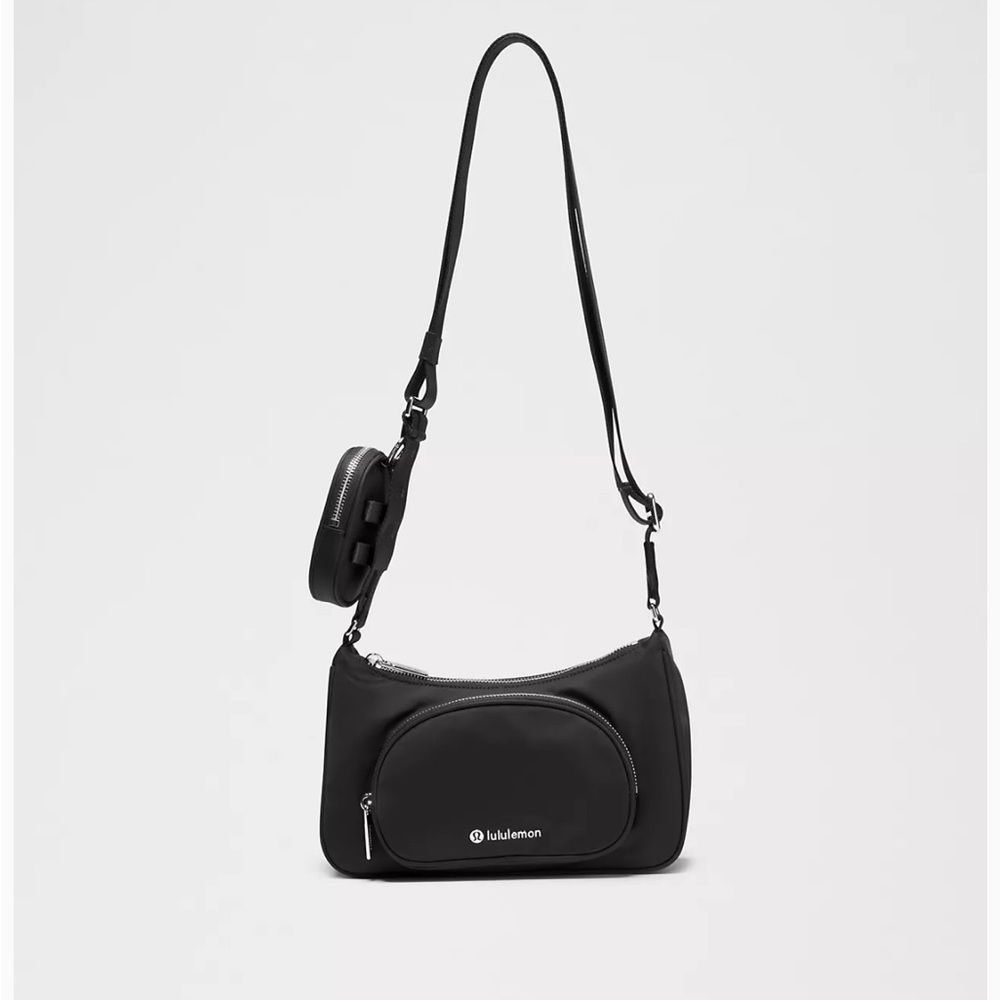 Lululemon Athletica Black Crossbody Bag with Adjustable Strap and Nano Pouch